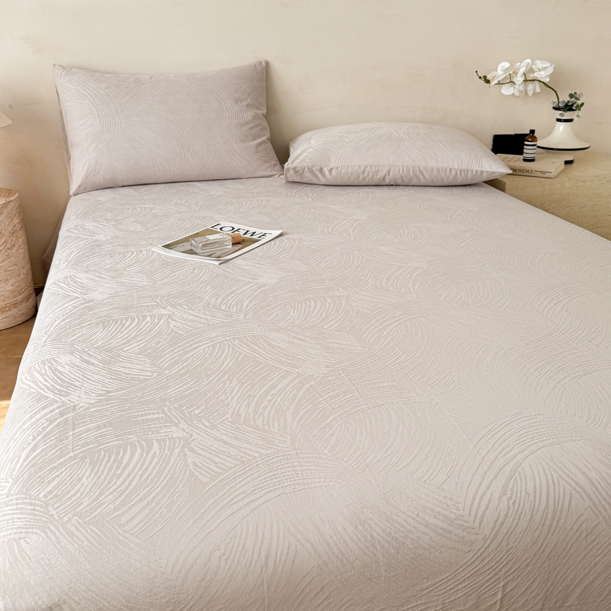 91家纺网 家纺一手货源 找家纺 眠博士 2026新款全棉提花床单单床单床单单件 月岛弥生-灰