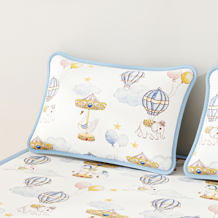 91家纺网 家纺一手货源 找家纺 奇丝雅 2026夏季A类数码印花卡通冰丝凉席枕套凉感家用儿童可机洗单人学生宿舍48×74 萌象木马