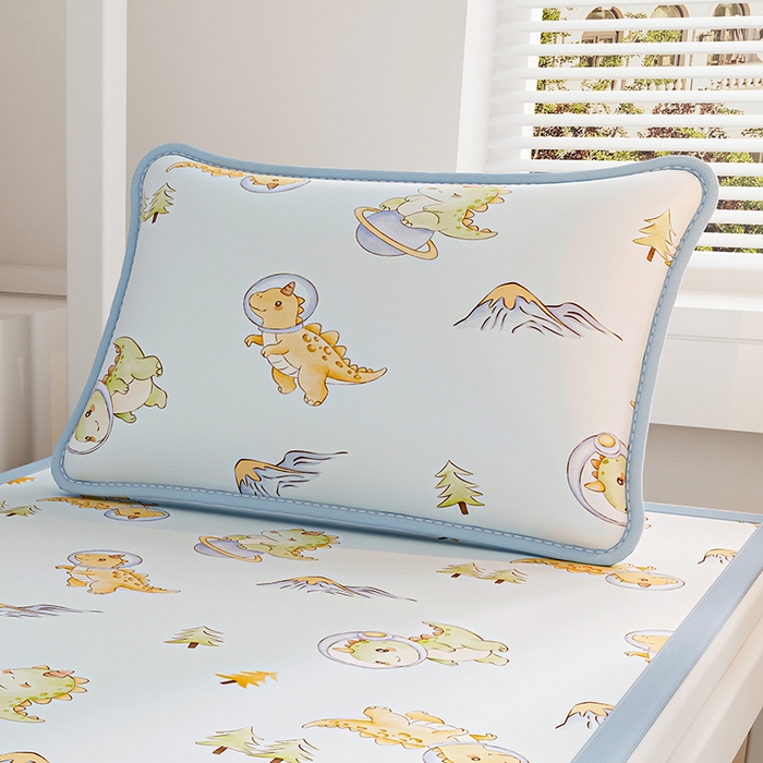 91家纺网 家纺一手货源 找家纺 奇丝雅 2026夏季A类数码印花卡通冰丝凉席枕套凉感家用儿童可机洗单人学生宿舍48×74 呆萌恐龙