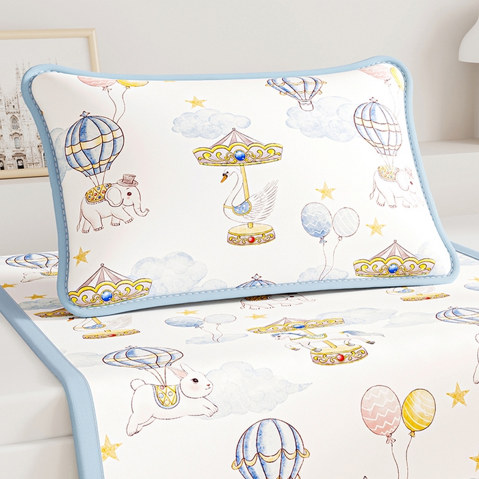 91家纺网 家纺一手货源 找家纺 奇丝雅 2026夏季A类数码印花卡通冰丝凉席枕套凉感家用儿童可机洗单人学生宿舍48×74 萌象木马