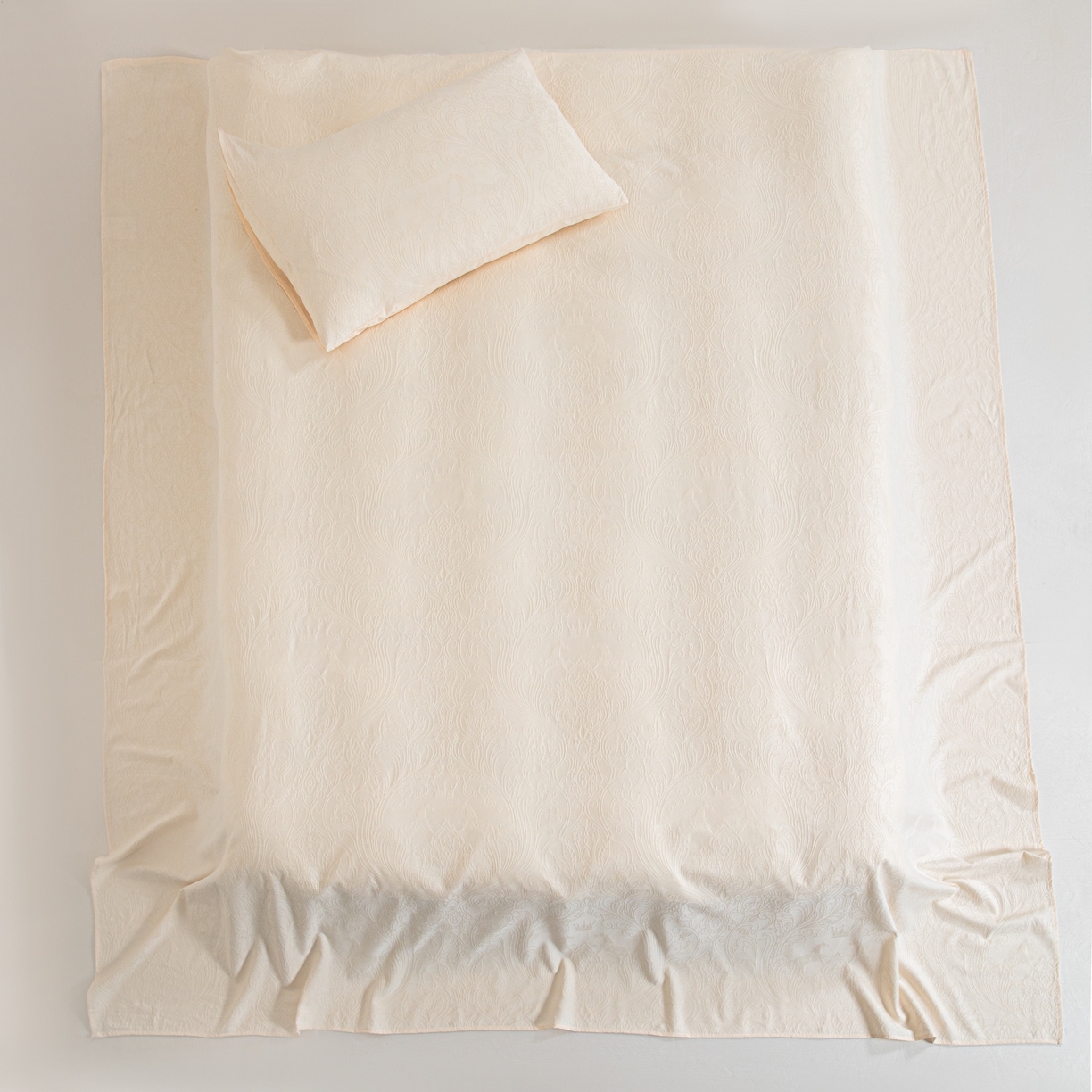 91家纺网 家纺一手货源 找家纺 眠博士 2026新款全棉提花床单单床单床单单件 冠马踏云-奶白