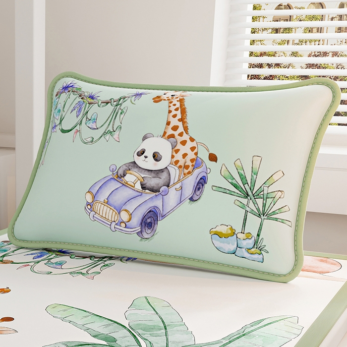 奇丝雅 2026夏季A类数码印花卡通冰丝凉席枕套凉感家用儿童可机洗单人学生宿舍48×74 动物乐园