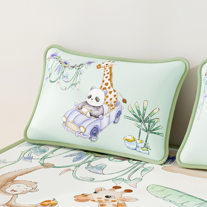 91家纺网 家纺一手货源 找家纺 奇丝雅 2026夏季A类数码印花卡通冰丝凉席枕套凉感家用儿童可机洗单人学生宿舍48×74 动物乐园