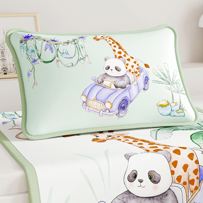 91家纺网 家纺一手货源 找家纺 奇丝雅 2026夏季A类数码印花卡通冰丝凉席枕套凉感家用儿童可机洗单人学生宿舍48×74 动物乐园