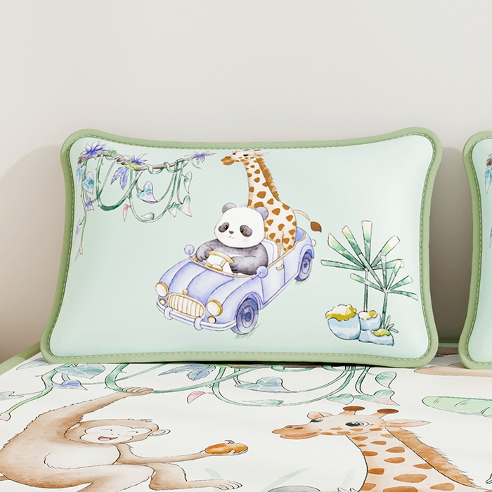 91家纺网 家纺一手货源 找家纺 奇丝雅 2026夏季A类数码印花卡通冰丝凉席枕套凉感家用儿童可机洗单人学生宿舍48×74 动物乐园