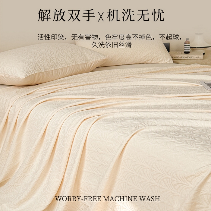 91家纺网 家纺一手货源 找家纺 眠博士 2026新款全棉提花床单单床单床单单件 杏影-奶白