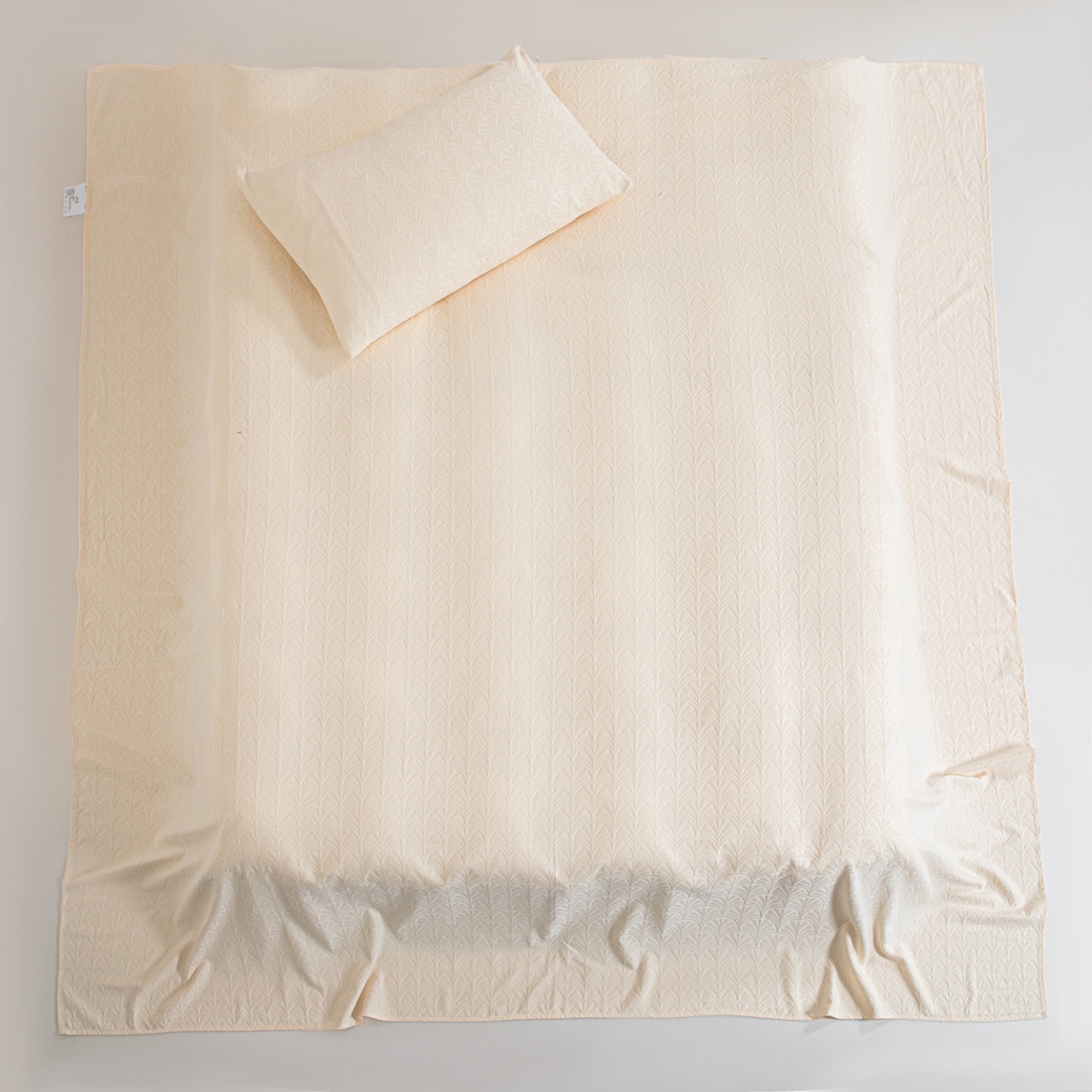 91家纺网 家纺一手货源 找家纺 眠博士 2026新款全棉提花床单单床单床单单件 杏影-奶白