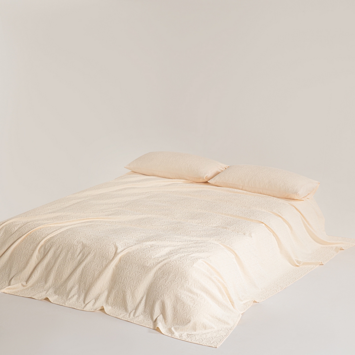 91家纺网 家纺一手货源 找家纺 眠博士 2026新款全棉提花床单单床单床单单件 杏影-奶白