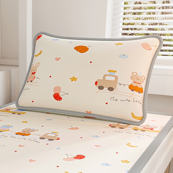 奇丝雅 2026夏季A类数码印花卡通冰丝凉席枕套凉感家用儿童可机洗单人学生宿舍48×74 萌宝小火车