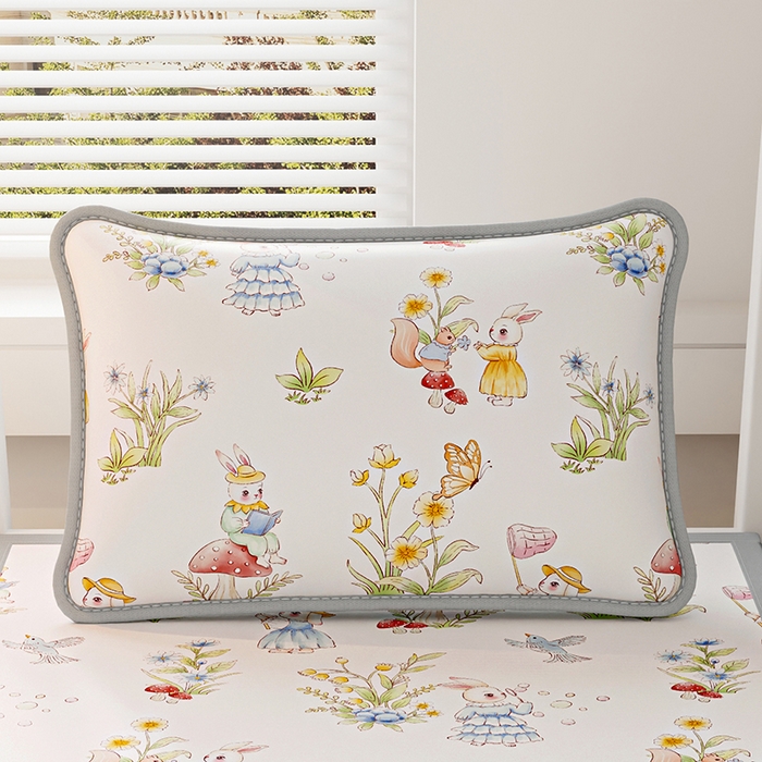 91家纺网 家纺一手货源 找家纺 奇丝雅 2026夏季A类数码印花卡通冰丝凉席枕套凉感家用儿童可机洗单人学生宿舍48×74 精灵小兔