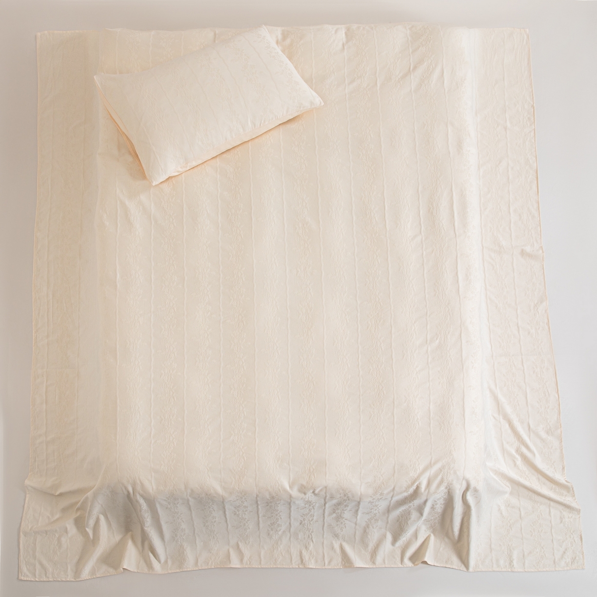 91家纺网 家纺一手货源 找家纺 眠博士 2026新款全棉提花床单单床单床单单件 花间梦-奶白