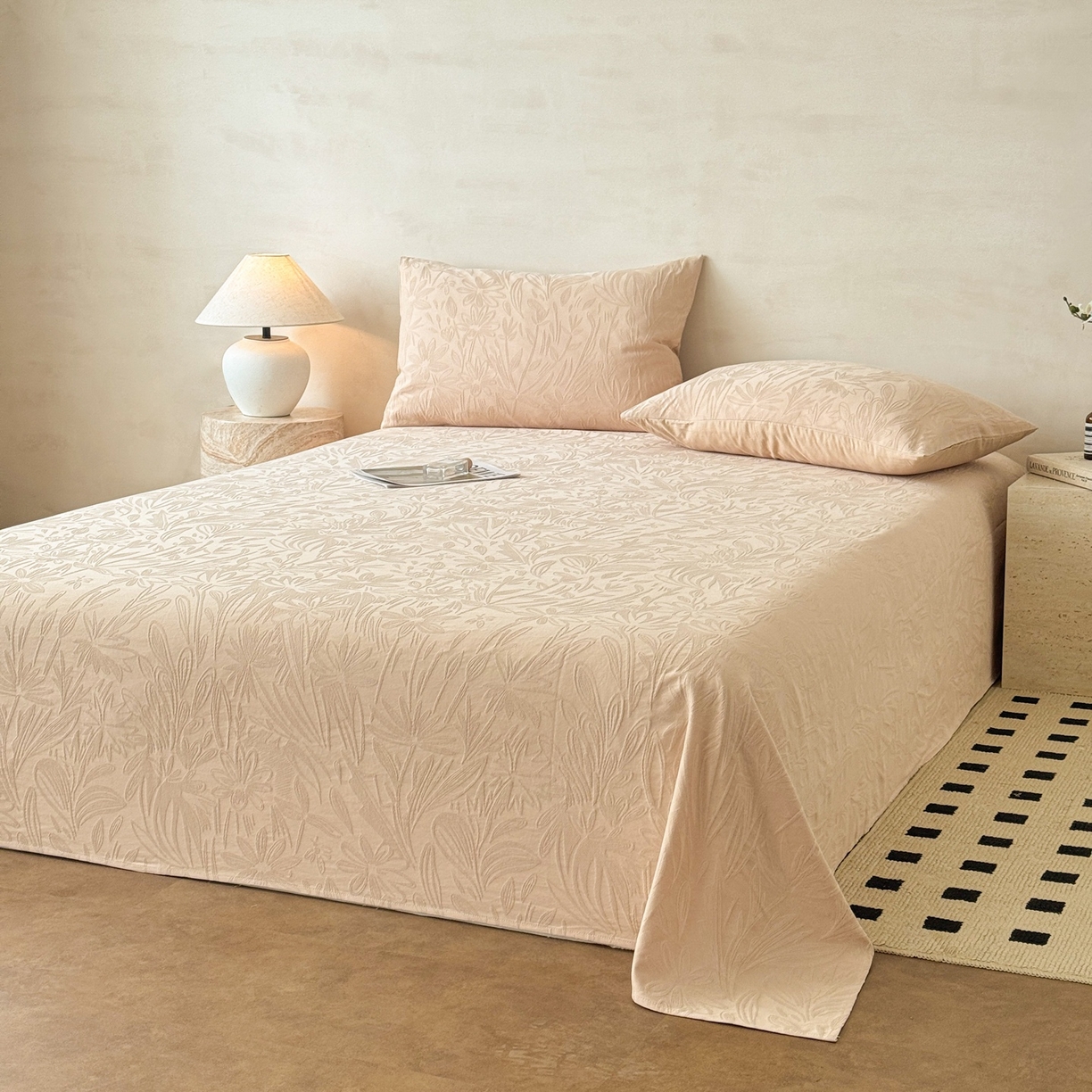 91家纺网 家纺一手货源 找家纺 眠博士 2026新款全棉提花床单单床单床单单件 绵语-卡其