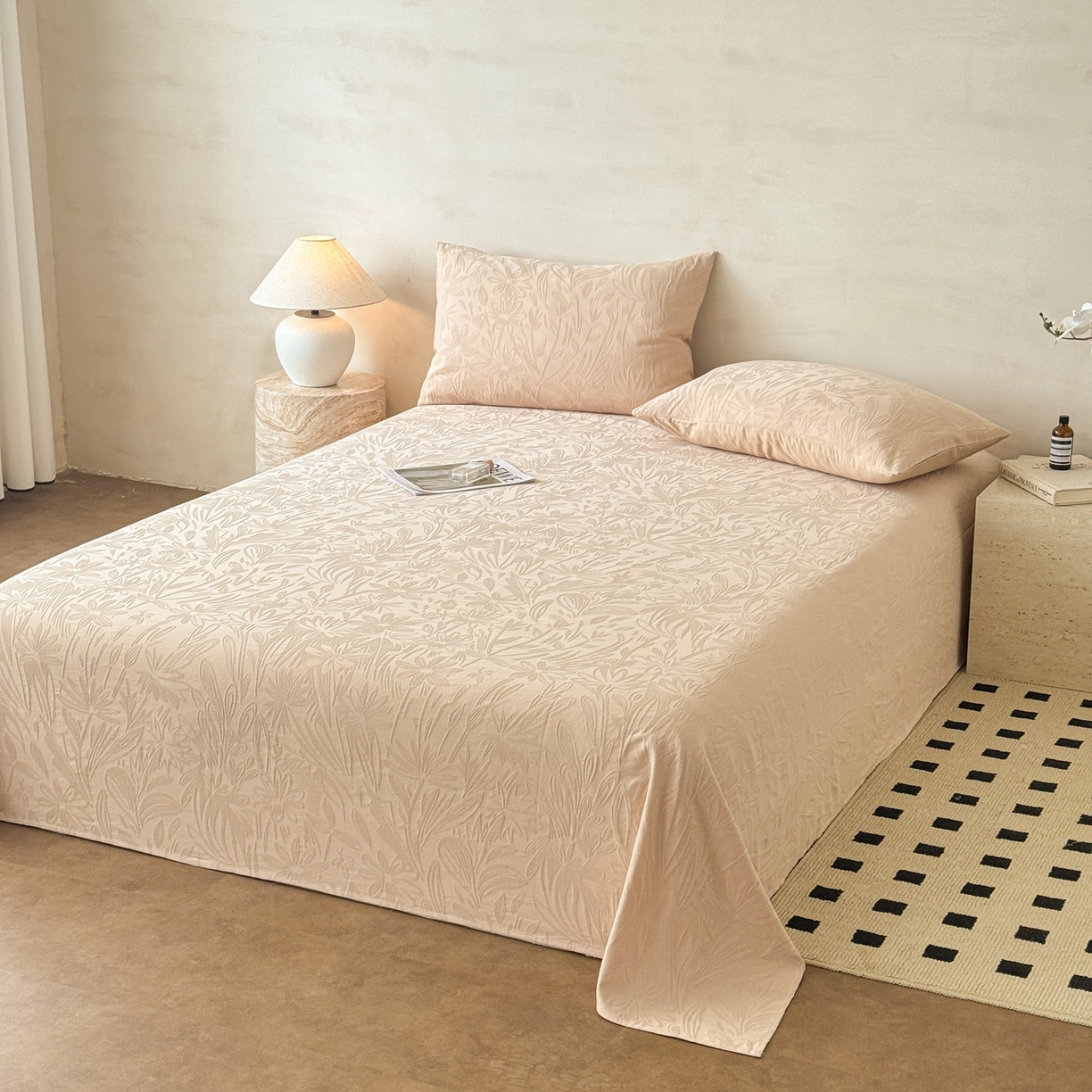 91家纺网 家纺一手货源 找家纺 眠博士 2026新款全棉提花床单单床单床单单件 绵语-卡其