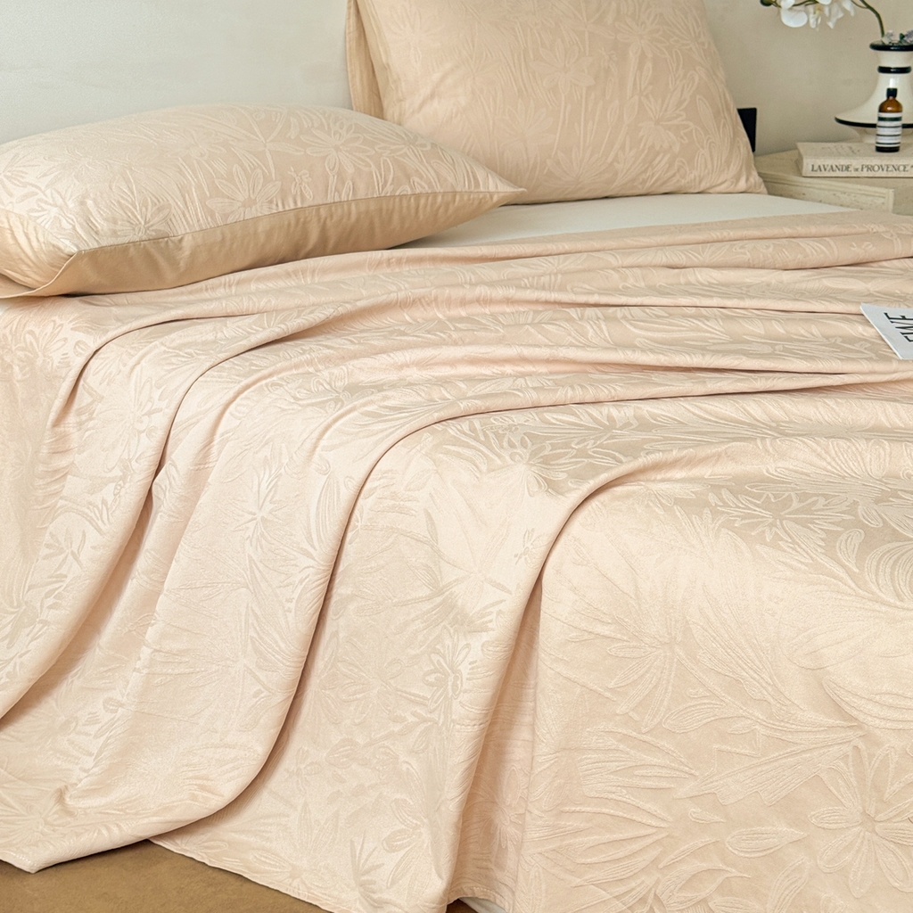 91家纺网 家纺一手货源 找家纺 眠博士 2026新款全棉提花床单单床单床单单件 绵语-卡其