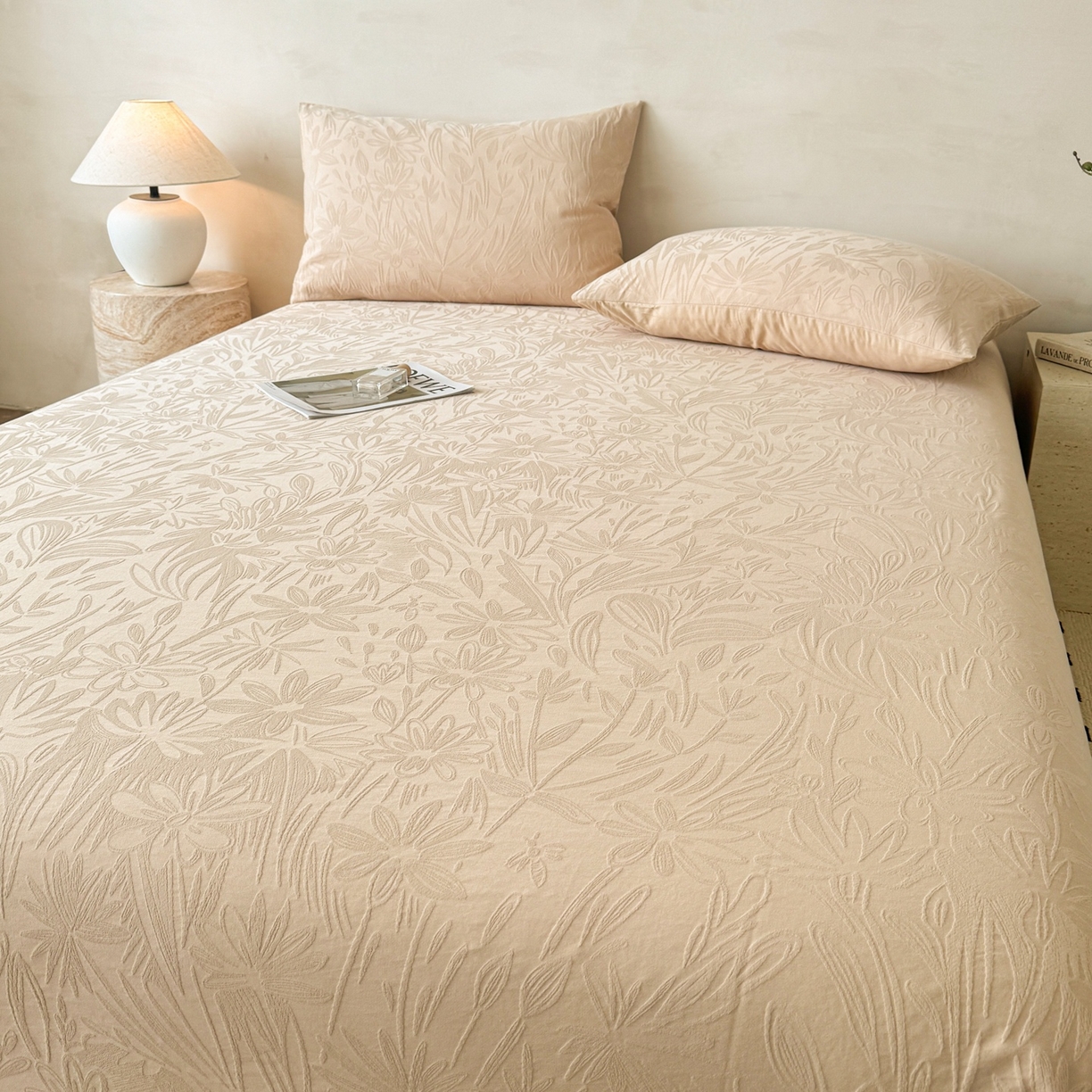 91家纺网 家纺一手货源 找家纺 眠博士 2026新款全棉提花床单单床单床单单件 绵语-卡其