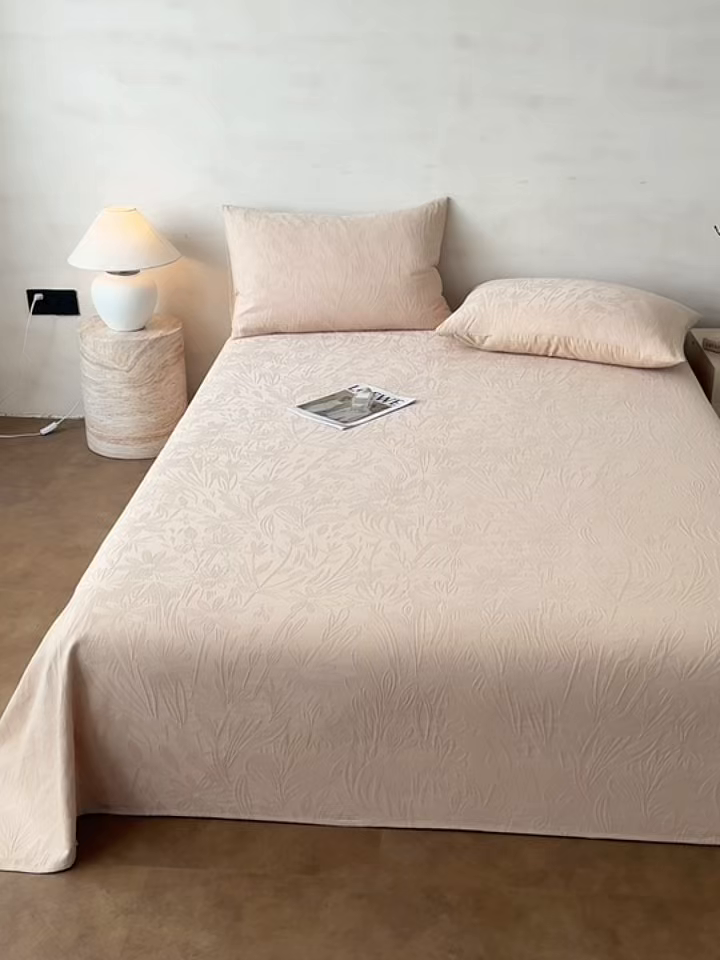 91家纺网 家纺一手货源 找家纺 眠博士 2026新款全棉提花床单单床单床单单件 绵语-卡其