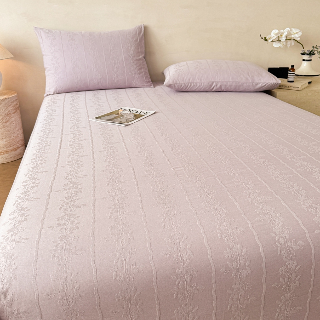 91家纺网 家纺一手货源 找家纺 眠博士 2026新款全棉提花床单单床单床单单件 花间梦-紫