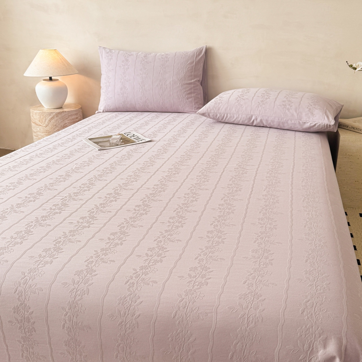 91家纺网 家纺一手货源 找家纺 眠博士 2026新款全棉提花床单单床单床单单件 花间梦-紫