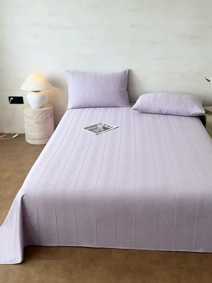 91家纺网 家纺一手货源 找家纺 眠博士 2026新款全棉提花床单单床单床单单件 花间梦-紫