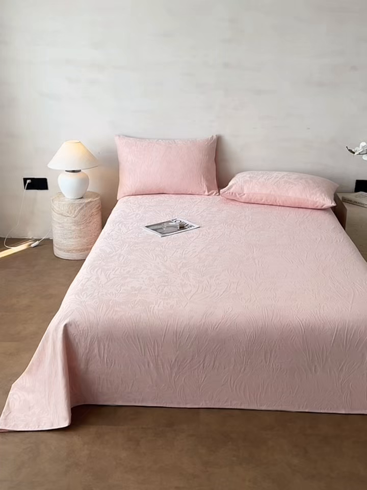 91家纺网 家纺一手货源 找家纺 眠博士 2026新款全棉提花床单单床单床单单件 绵语-粉