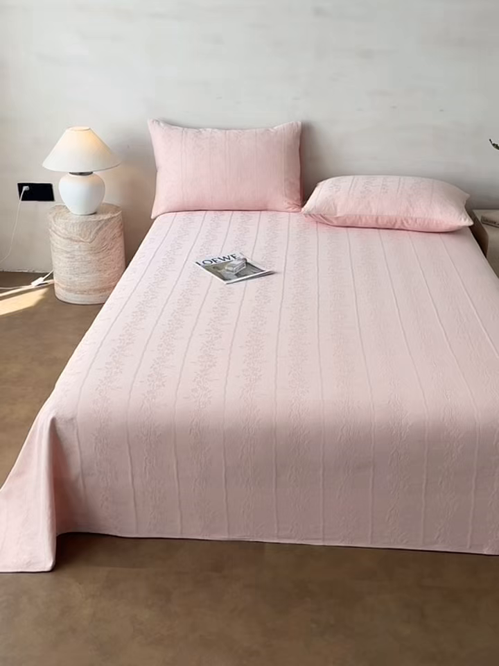 91家纺网 家纺一手货源 找家纺 眠博士 2026新款全棉提花床单单床单床单单件 花间梦-粉