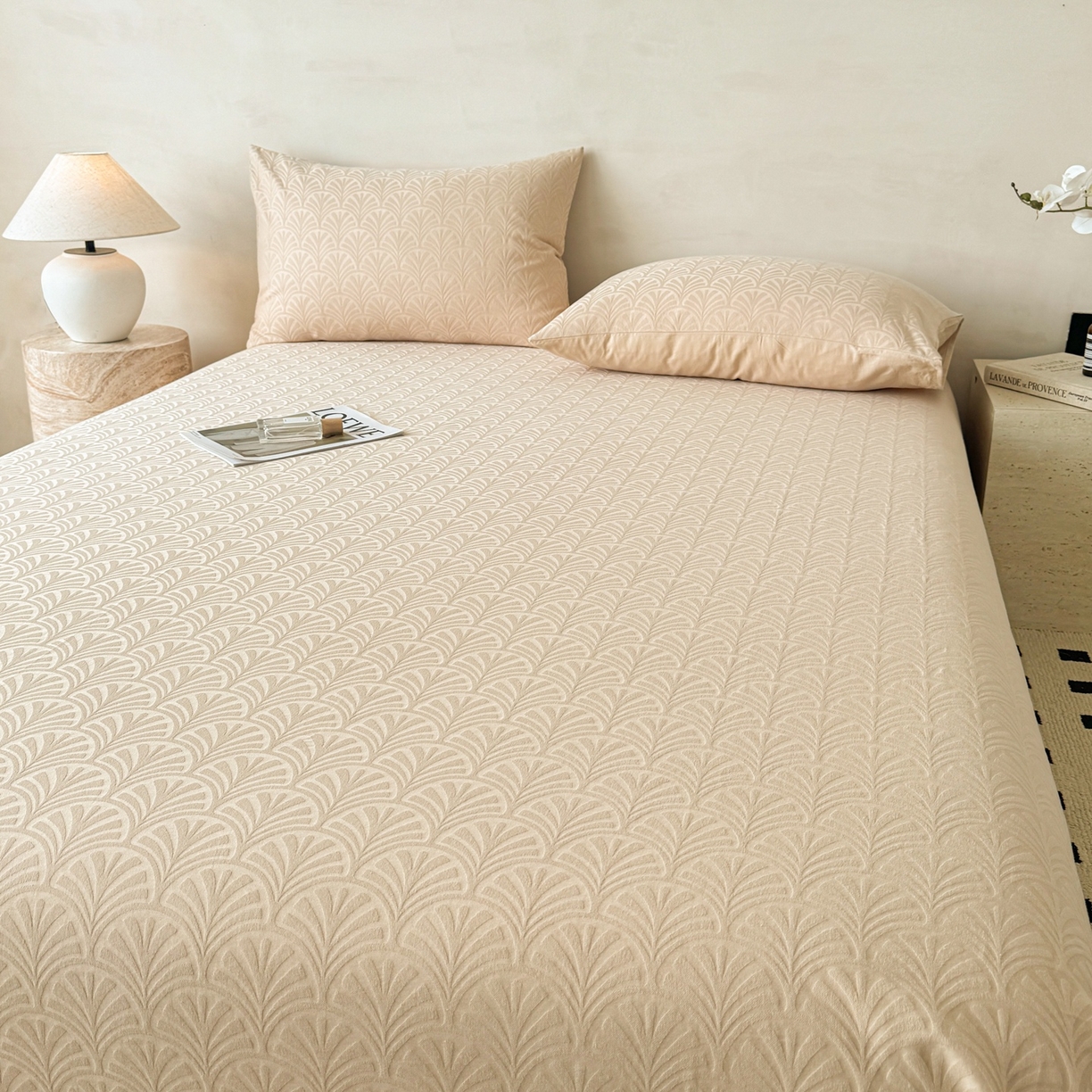 91家纺网 家纺一手货源 找家纺 眠博士 2026新款全棉提花床单单床单床单单件 杏影-卡其