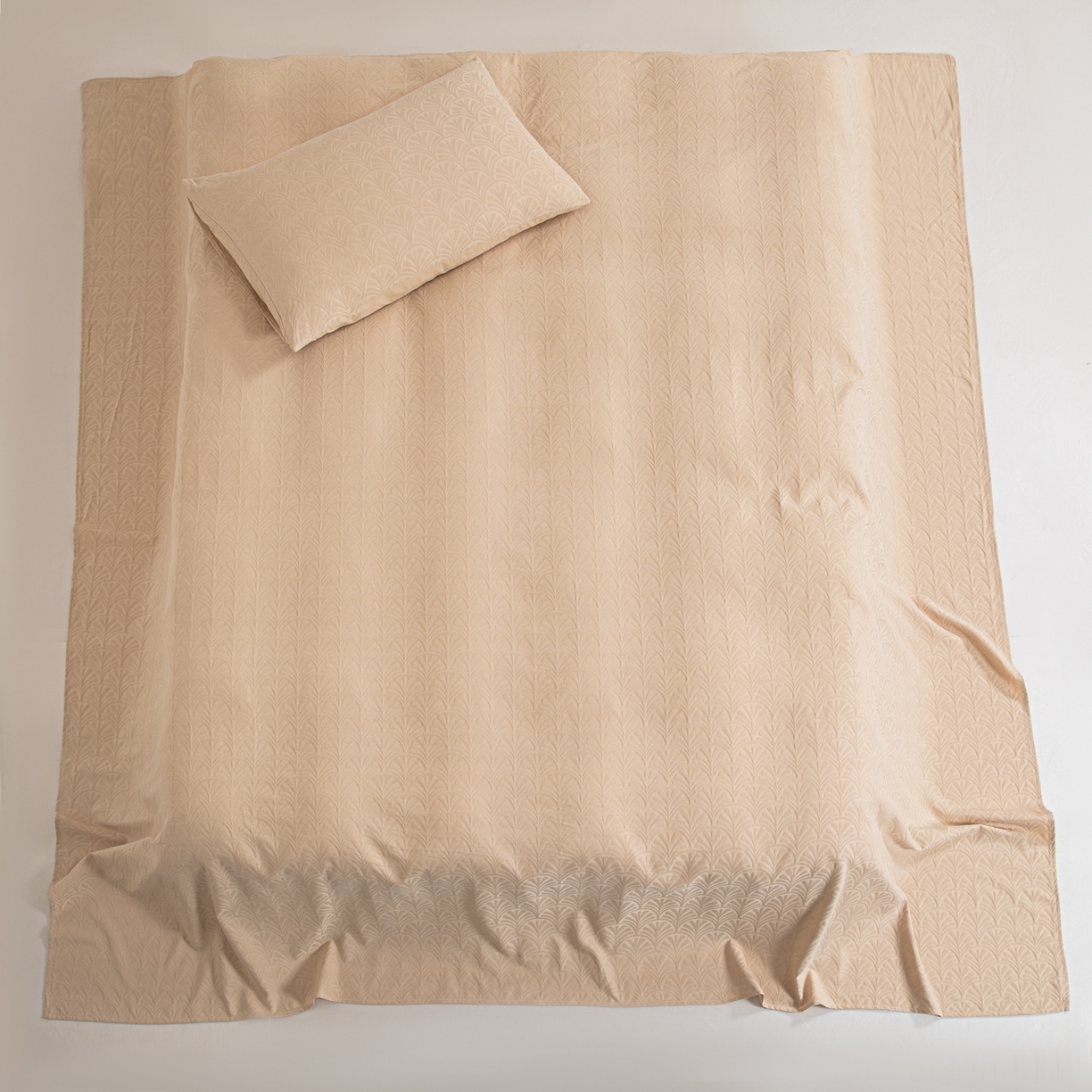 91家纺网 家纺一手货源 找家纺 眠博士 2026新款全棉提花床单单床单床单单件 杏影-卡其