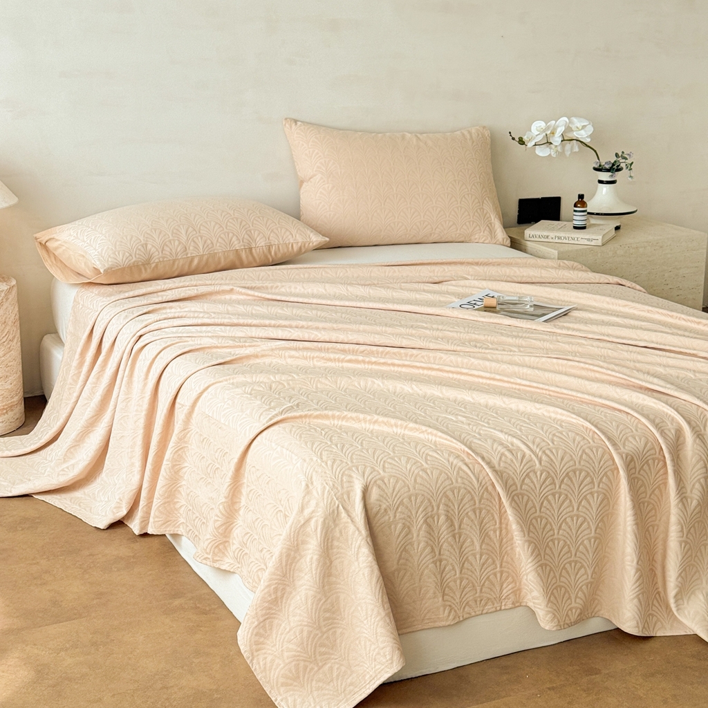 91家纺网 家纺一手货源 找家纺 眠博士 2026新款全棉提花床单单床单床单单件 杏影-卡其