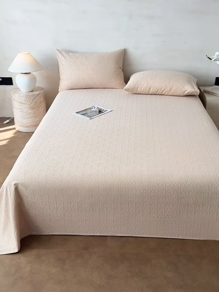 91家纺网 家纺一手货源 找家纺 眠博士 2026新款全棉提花床单单床单床单单件 杏影-卡其