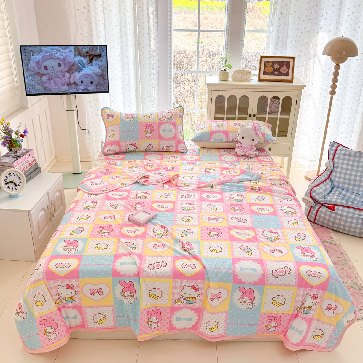 91家纺网 家纺一手货源 找家纺 （总）博雅 2026新款三丽鸥A类仿锦氨组合小冰皮夏被夏凉被空调被凉席席子