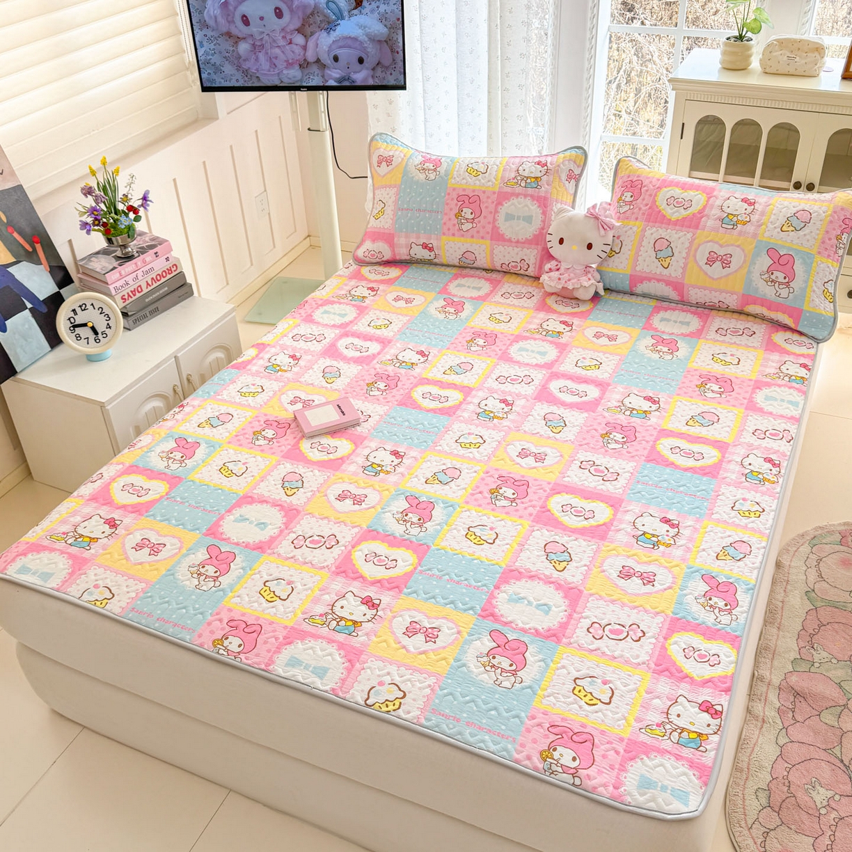 91家纺网 家纺一手货源 找家纺 （总）博雅 2026新款三丽鸥A类仿锦氨组合小冰皮夏被夏凉被空调被凉席席子