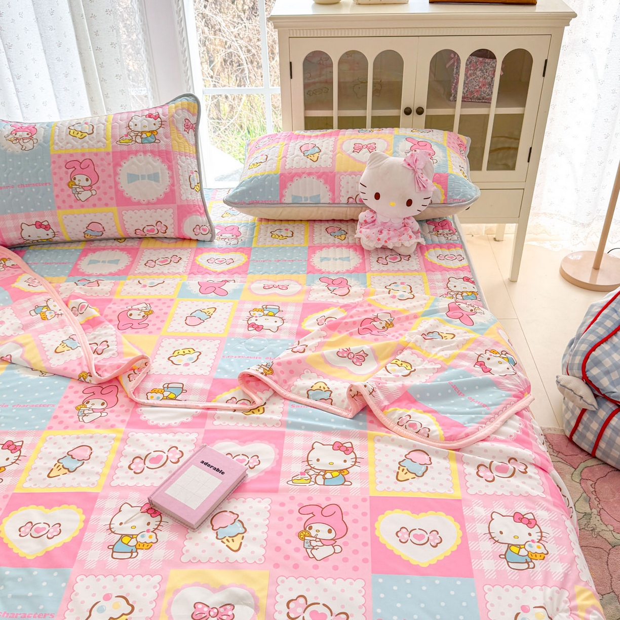 91家纺网 家纺一手货源 找家纺 （总）博雅 2026新款三丽鸥A类仿锦氨组合小冰皮夏被夏凉被空调被凉席席子