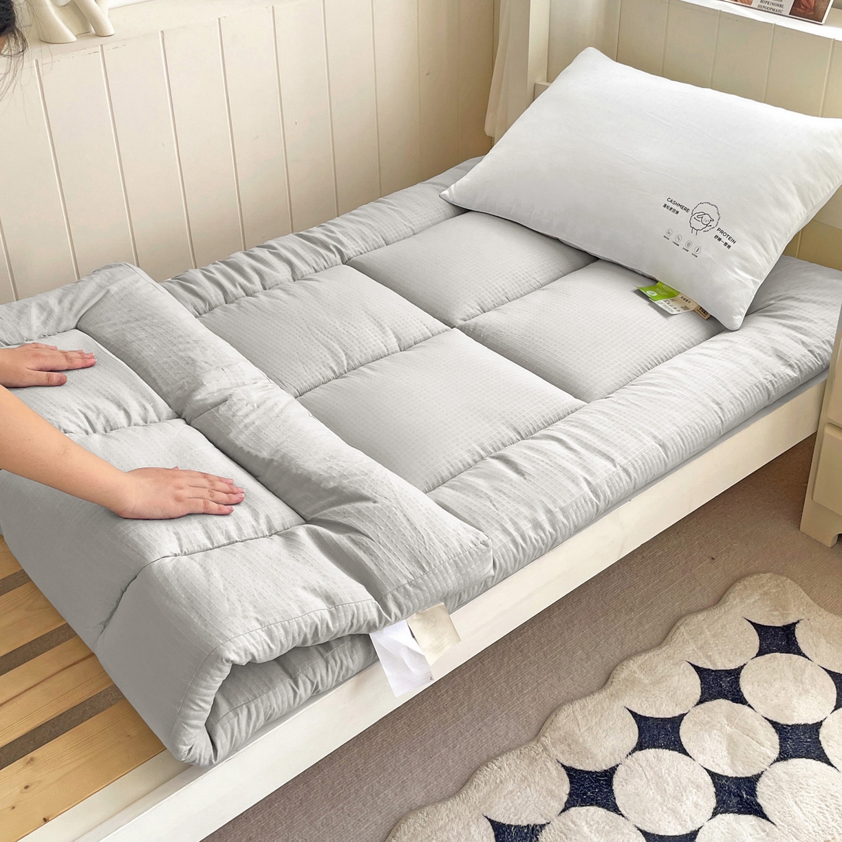 91家纺网 家纺一手货源 找家纺 （总）爱彼家纺 2026新款亲肤舒适学生宿舍床垫被子枕芯组合件-学生款