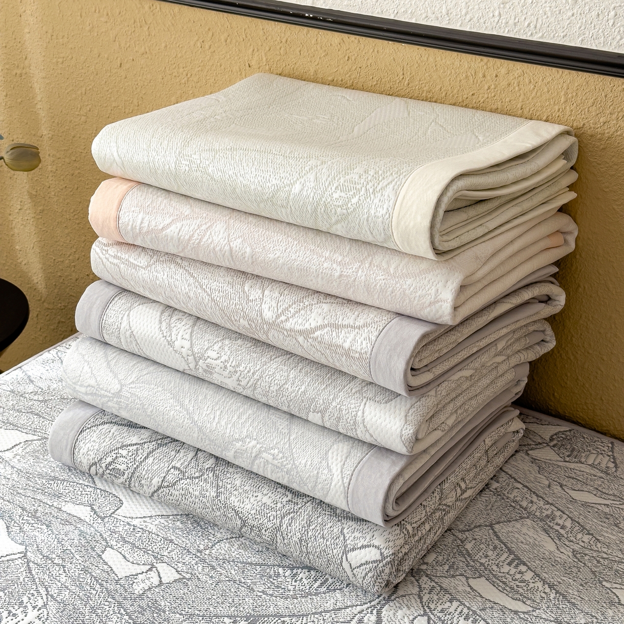 91家纺网 家纺一手货源 找家纺 （总）耀悦家纺 2026年新款乙纶华夫格冰丝凉席床笠款ins风轻奢简约风凉席席子