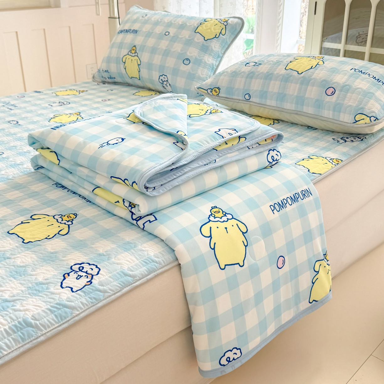 91家纺网 家纺一手货源 找家纺 （总）博雅 2026新款三丽鸥A类仿锦氨组合小冰皮夏被夏凉被空调被凉席席子