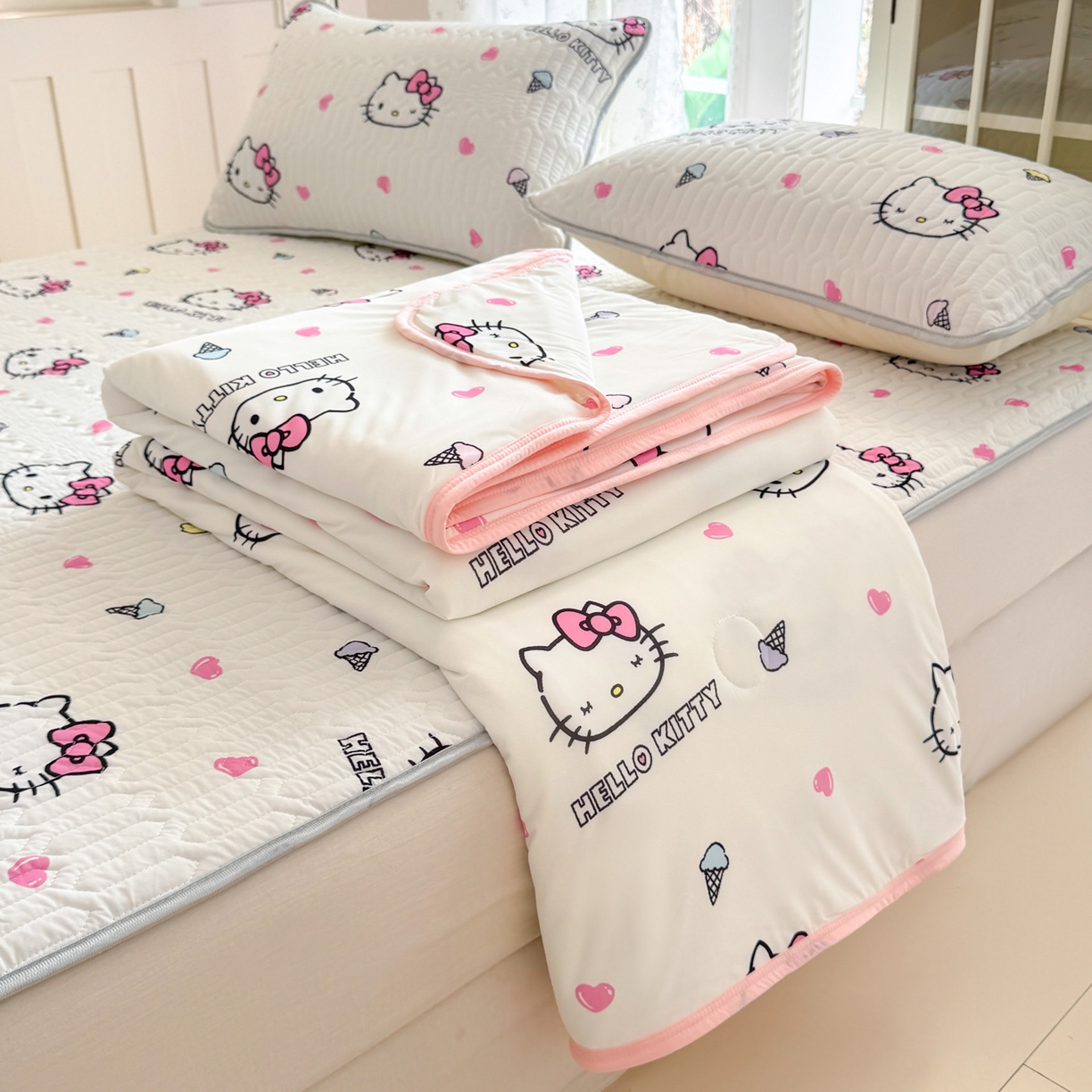 91家纺网 家纺一手货源 找家纺 （总）博雅 2026新款三丽鸥A类仿锦氨组合小冰皮夏被夏凉被空调被凉席席子