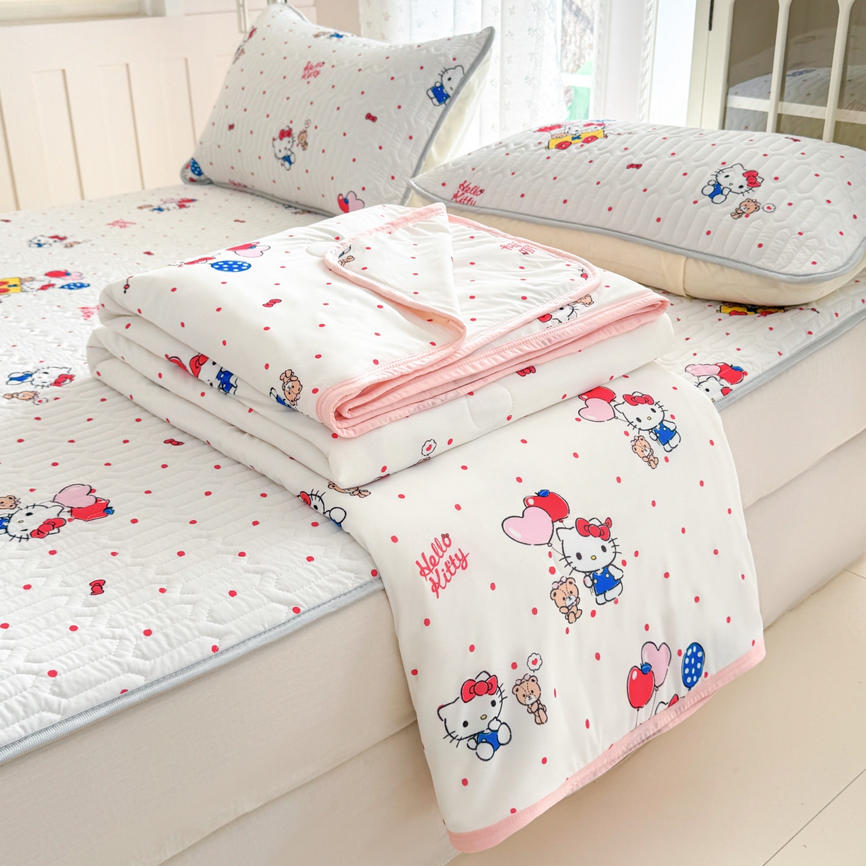 91家纺网 家纺一手货源 找家纺 （总）博雅 2026新款三丽鸥A类仿锦氨组合小冰皮夏被夏凉被空调被凉席席子