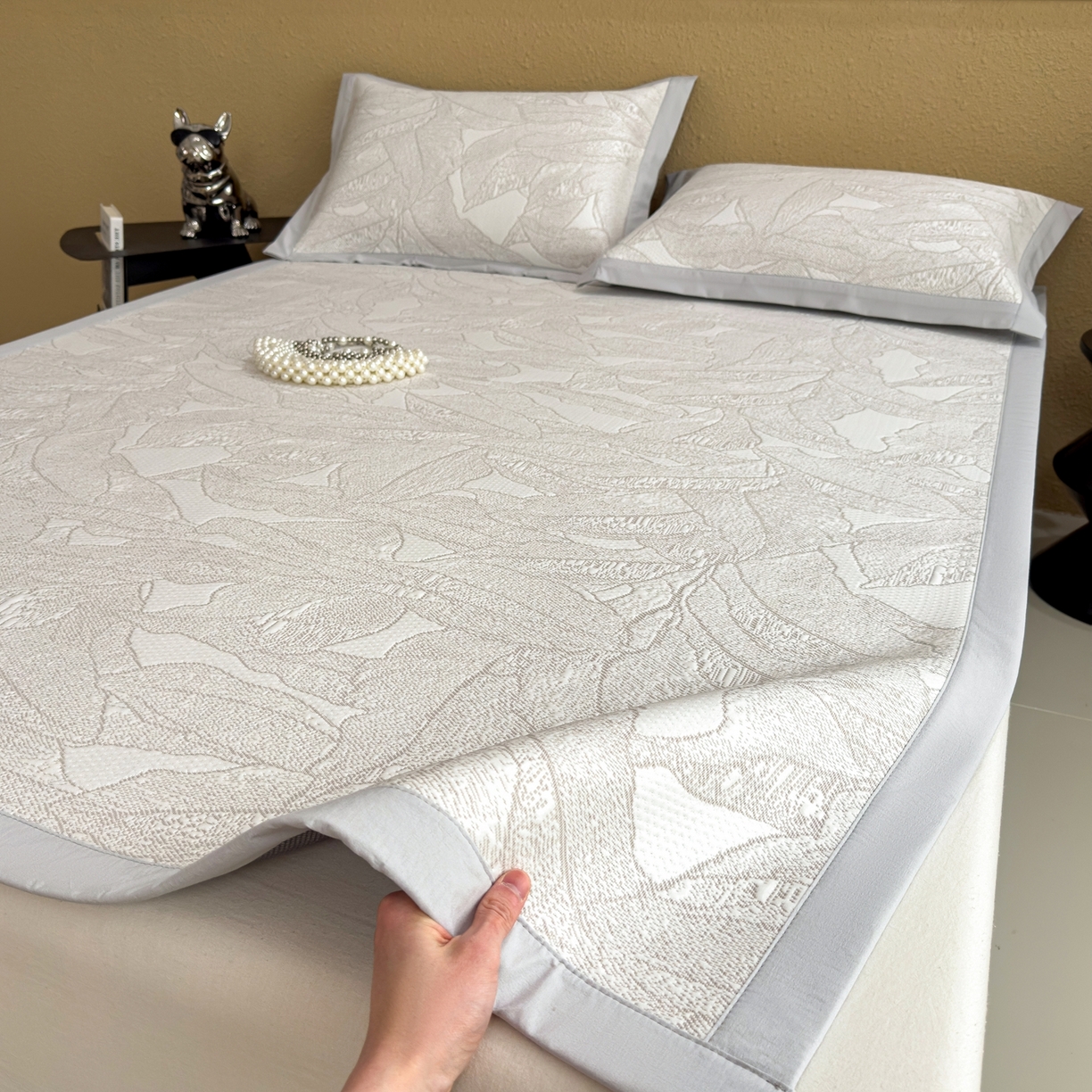 91家纺网 家纺一手货源 找家纺 （总）耀悦家纺 2026年新款乙纶华夫格冰丝凉席床笠款ins风轻奢简约风凉席席子