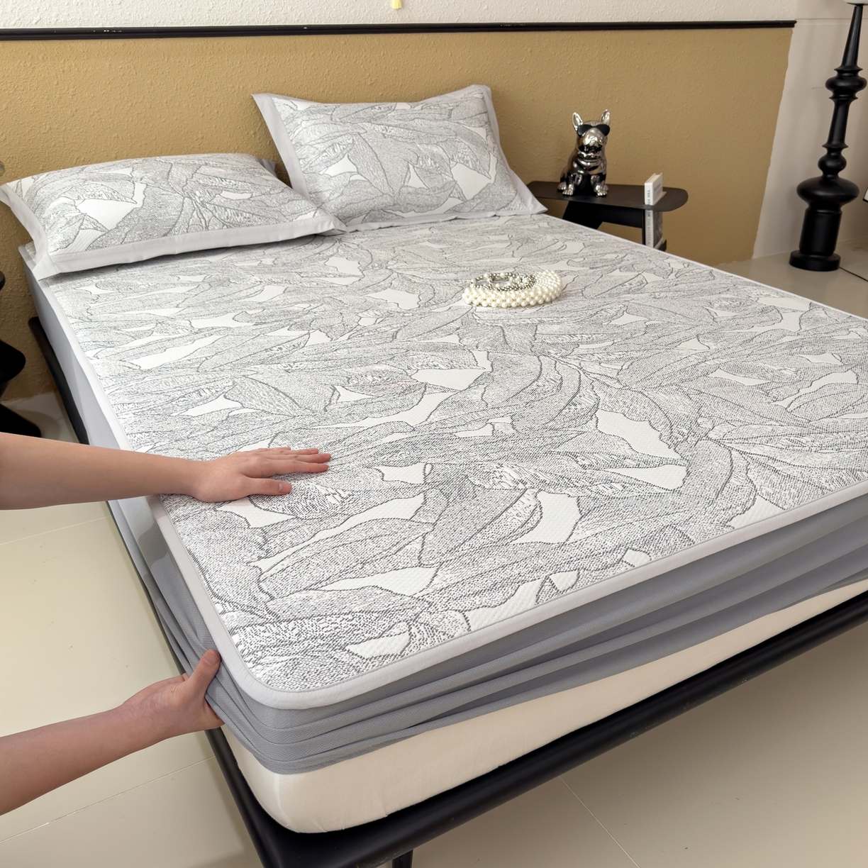 91家纺网 家纺一手货源 找家纺 （总）耀悦家纺 2026年新款乙纶华夫格冰丝凉席床笠款ins风轻奢简约风凉席席子