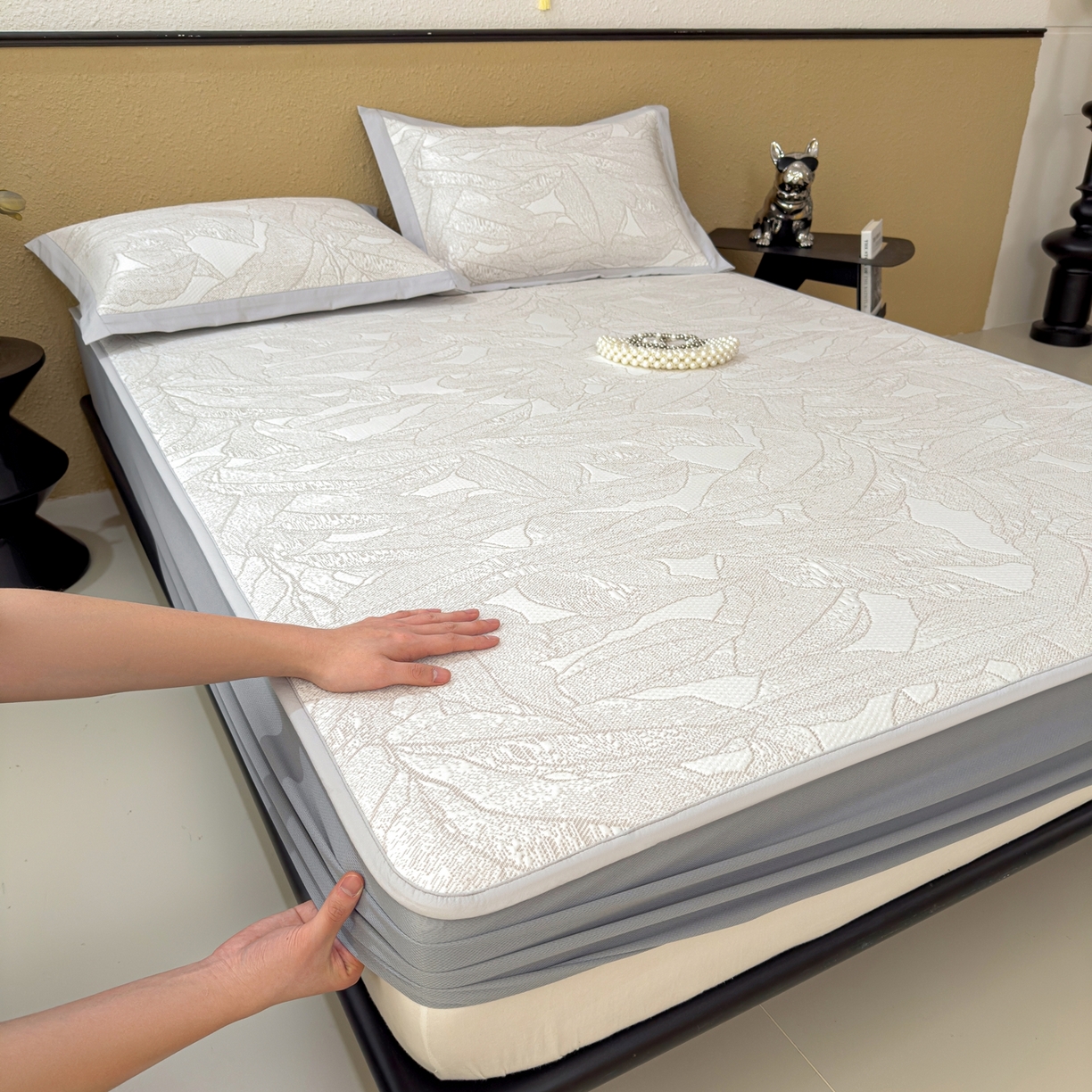 91家纺网 家纺一手货源 找家纺 （总）耀悦家纺 2026年新款乙纶华夫格冰丝凉席床笠款ins风轻奢简约风凉席席子