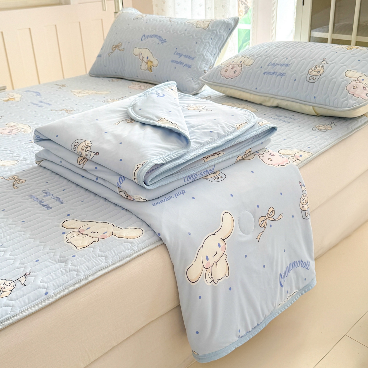 博雅 2026新款三丽鸥A类仿锦氨组合小冰皮夏被夏凉被空调被凉席席子 小版-点点玉桂狗