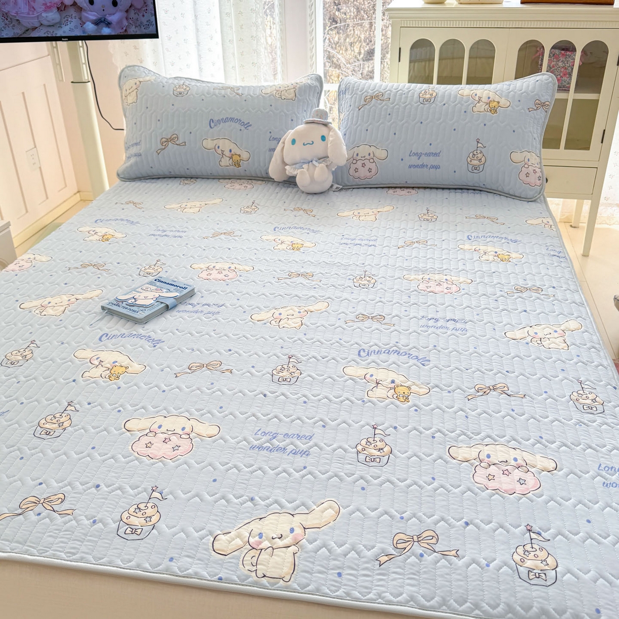 91家纺网 家纺一手货源 找家纺 博雅 2026新款三丽鸥A类仿锦氨组合小冰皮夏被夏凉被空调被凉席席子 小版-点点玉桂狗