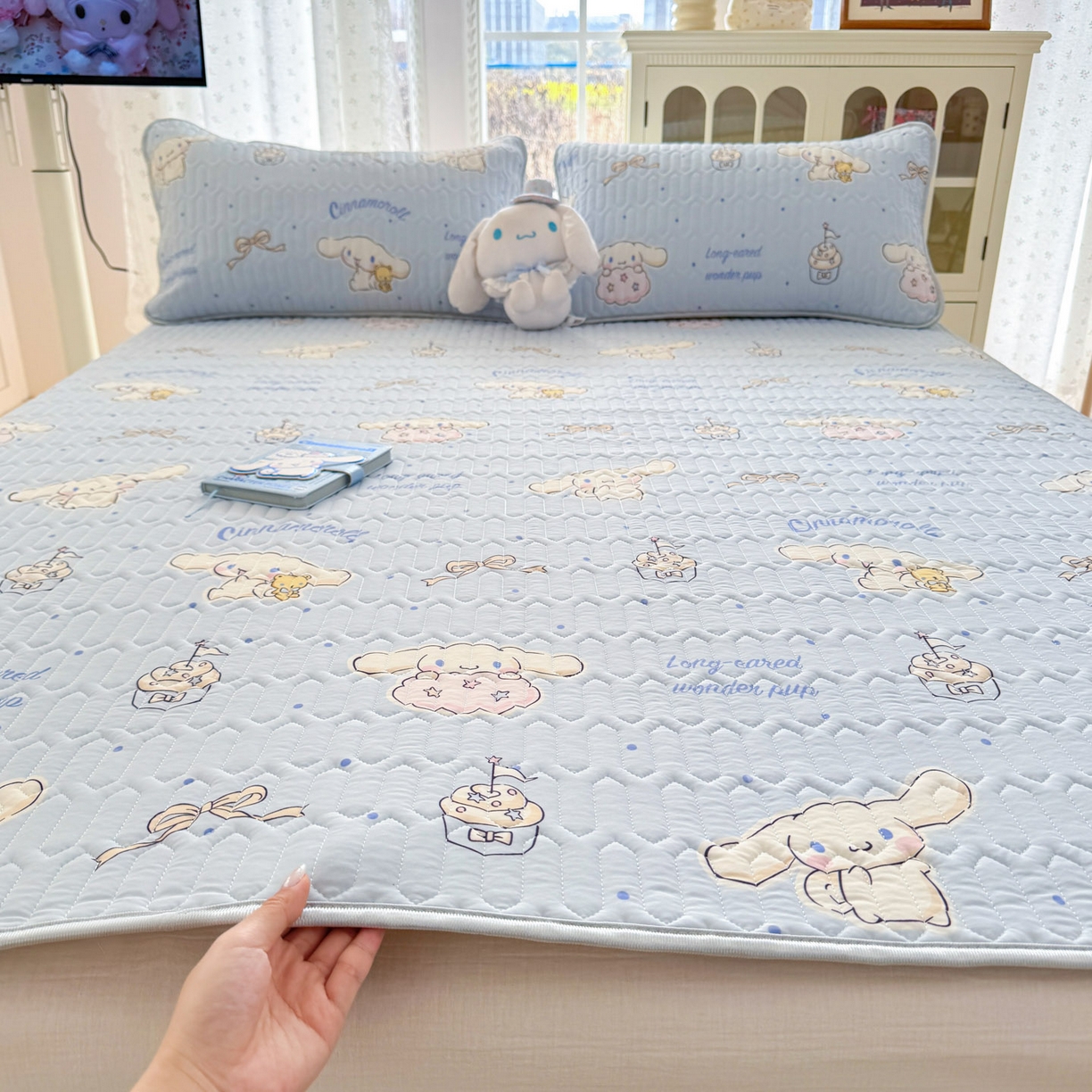 91家纺网 家纺一手货源 找家纺 博雅 2026新款三丽鸥A类仿锦氨组合小冰皮夏被夏凉被空调被凉席席子 小版-点点玉桂狗