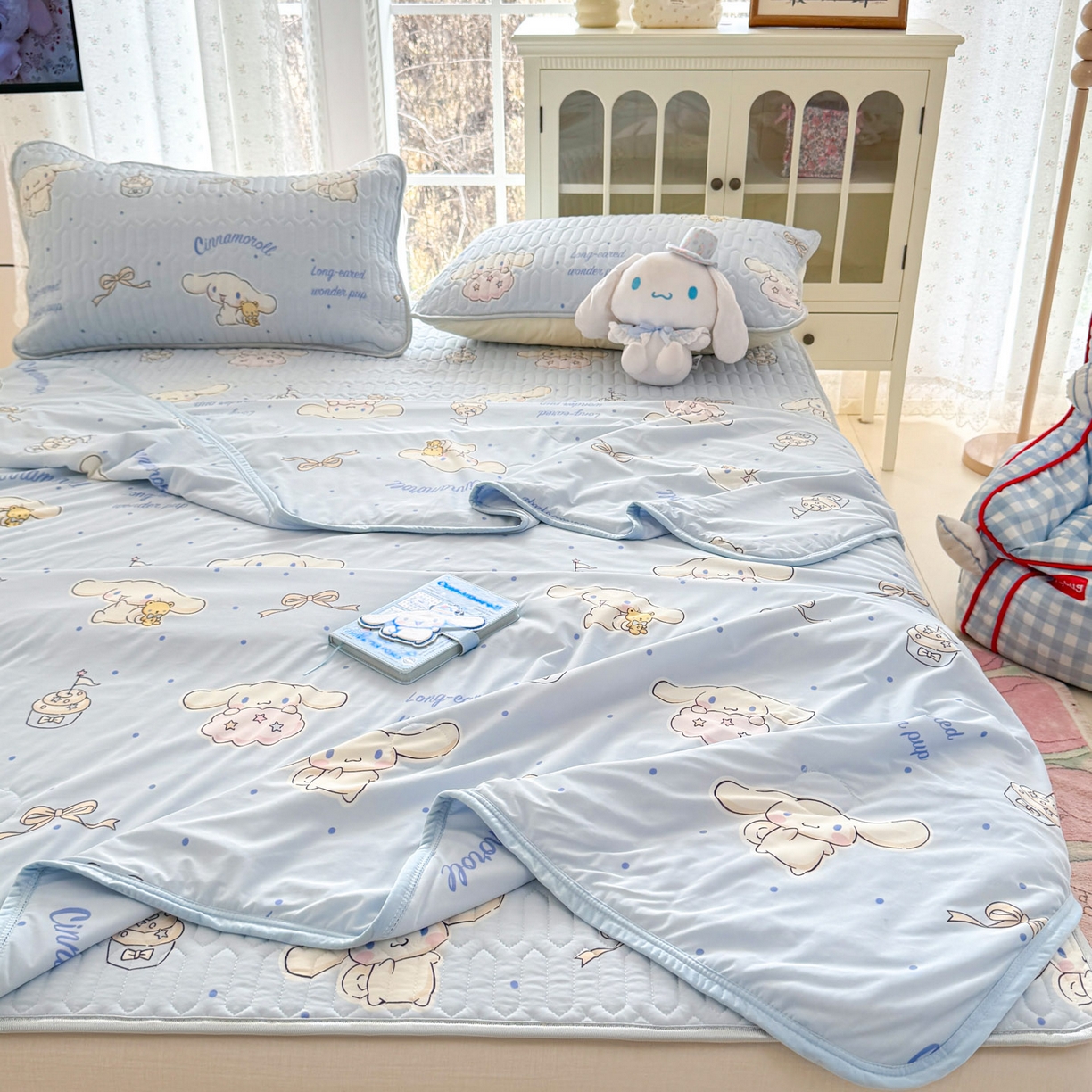 91家纺网 家纺一手货源 找家纺 博雅 2026新款三丽鸥A类仿锦氨组合小冰皮夏被夏凉被空调被凉席席子 小版-点点玉桂狗