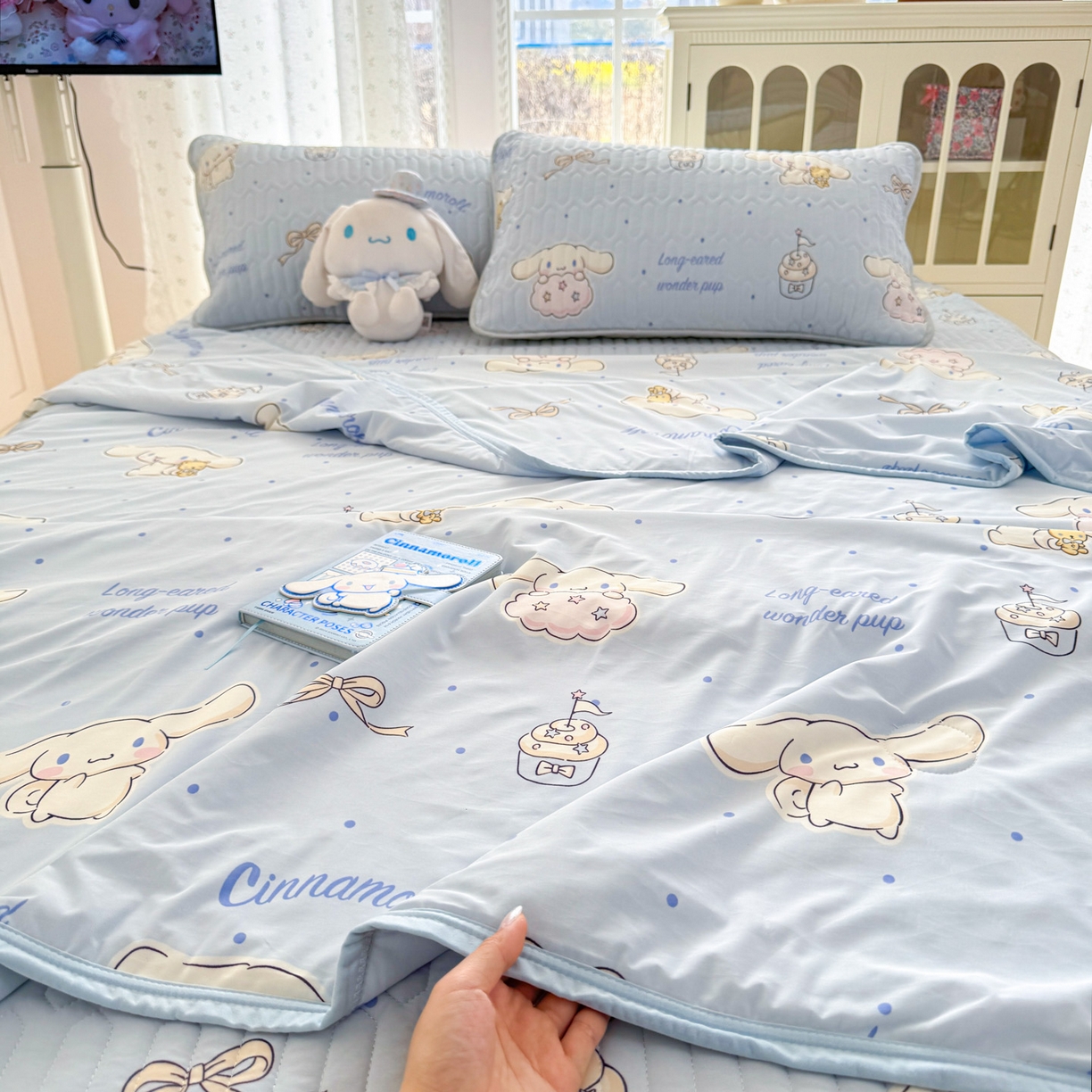 91家纺网 家纺一手货源 找家纺 博雅 2026新款三丽鸥A类仿锦氨组合小冰皮夏被夏凉被空调被凉席席子 小版-点点玉桂狗