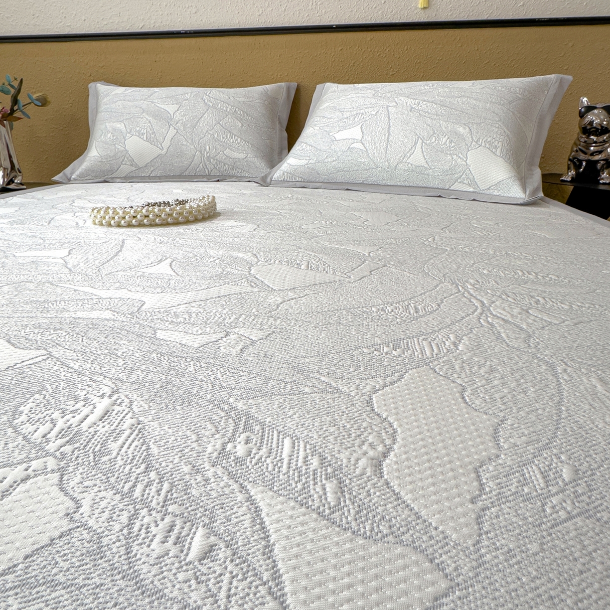 91家纺网 家纺一手货源 找家纺 耀悦家纺 2026年新款乙纶华夫格冰丝凉席床笠款ins风轻奢简约风凉席席子 家大叶大-天空蓝-床席款