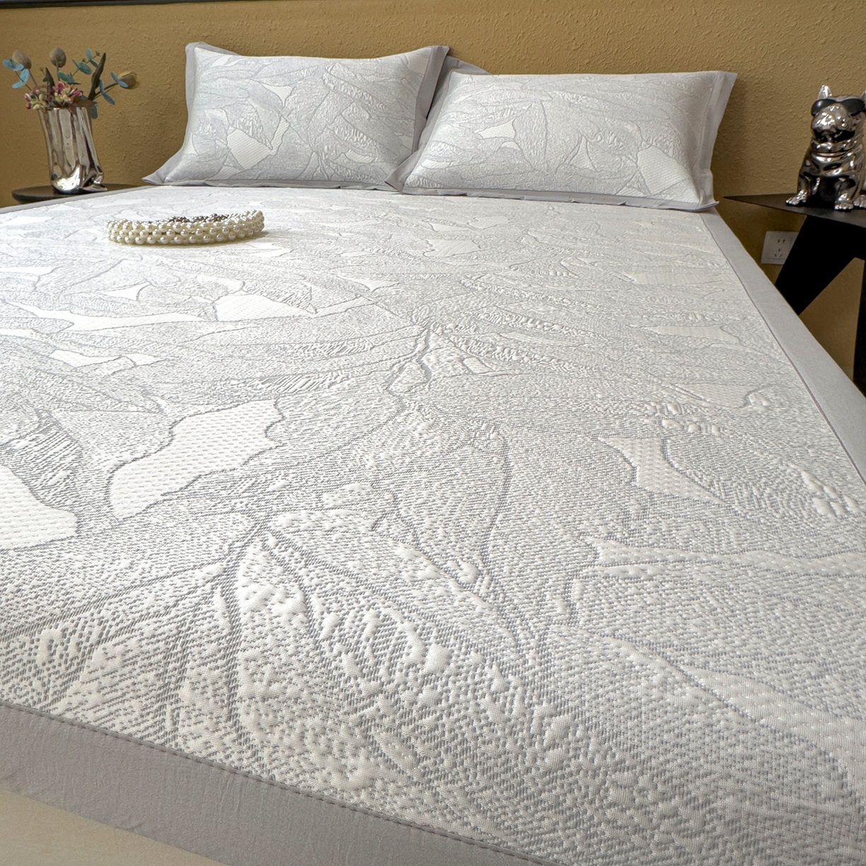 91家纺网 家纺一手货源 找家纺 耀悦家纺 2026年新款乙纶华夫格冰丝凉席床笠款ins风轻奢简约风凉席席子 家大叶大-天空蓝-床席款