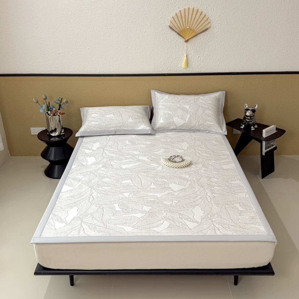 91家纺网 家纺一手货源 找家纺 耀悦家纺 2026年新款乙纶华夫格冰丝凉席床笠款ins风轻奢简约风凉席席子 家大叶大-棕雾咖-床席款