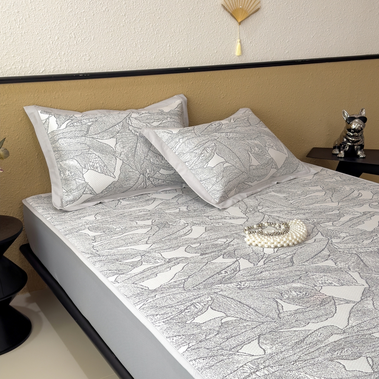 91家纺网 家纺一手货源 找家纺 耀悦家纺 2026年新款乙纶华夫格冰丝凉席床笠款ins风轻奢简约风凉席席子 家大叶大-北欧深灰-床笠款