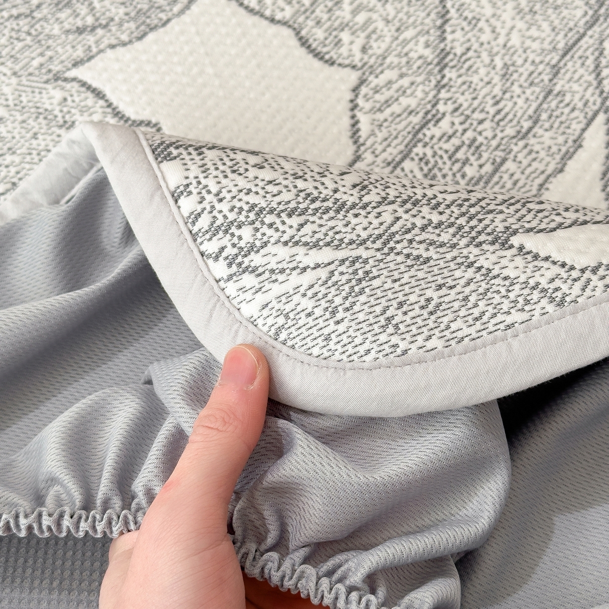 91家纺网 家纺一手货源 找家纺 耀悦家纺 2026年新款乙纶华夫格冰丝凉席床笠款ins风轻奢简约风凉席席子 家大叶大-北欧深灰-床笠款